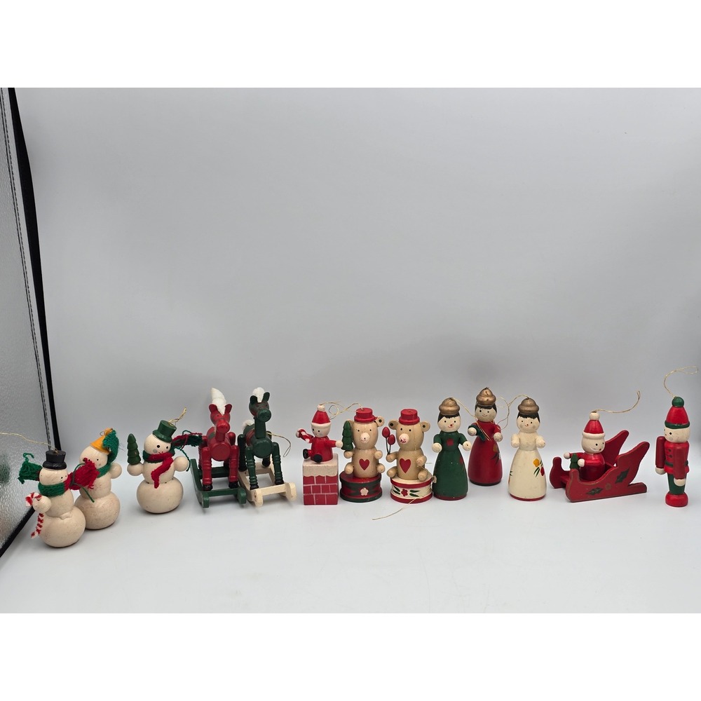 Unbranded Vintage Wooden Christmas Ornaments Mixed Lot Multicolor Good Folk Art